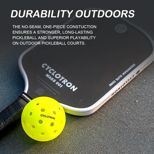 Vista 3 de cyclotron P-40 Outdoor Pickleball Balls – USAPA Approved Pickleballs, 40-Hole Precision Design, High Visibility, Durable Seamless HDPE Construction