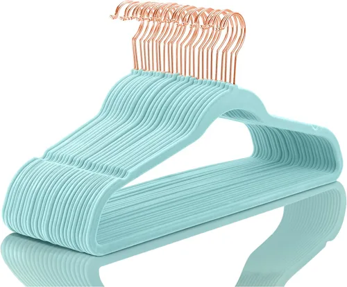 Vista 34 de MIZGI Perchas de Terciopelo Premium (Paquete de 50) Resistentes - Perchas de Fieltro Antideslizantes - Percha de Traje de Terciopelo Marfil