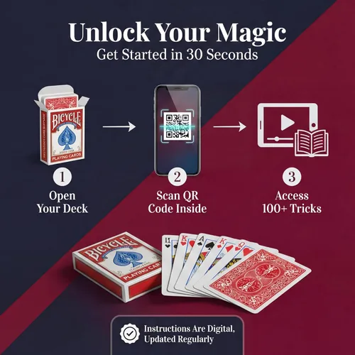 Vista 9 de Ted's Sterling Magic Juego de cartas Precision Red Rider Back Bicycle Svengali con instrucciones para más de 100 trucos (Sota de Corazones)