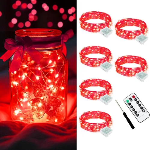 Vista 60 de AIKEI Paquete de 12 luces LED de hadas que funcionan con pilas, guirnaldas de luces impermeables de 7 pies, 20 luces LED de luciérnagas estrelladas