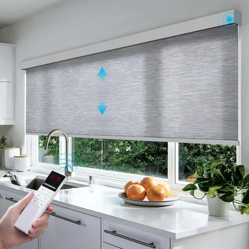 Vista 7 de ACMEART Persianas opacas motorizadas para ventanas, persianas enrollables eléctricas recargables con control remoto, persianas inteligentes que