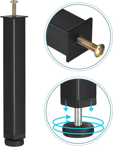 Vista 11 de uxcell Soporte de marco de cama de altura ajustable, patas de repuesto para riel de cama, marco central de soporte para patas elevadoras