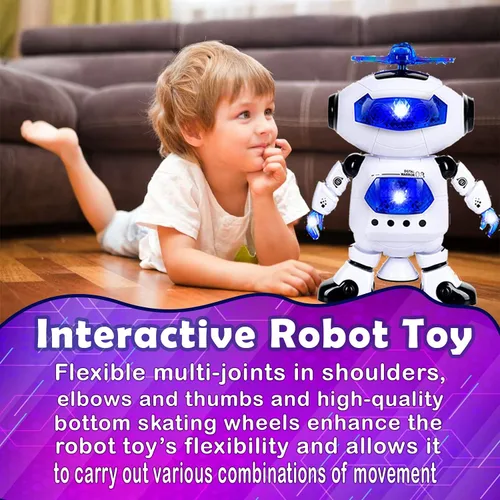 Vista 5 de Robot electrónico caminante bailarín Toysery, juguetes con música para niños, funciona con batería incluida