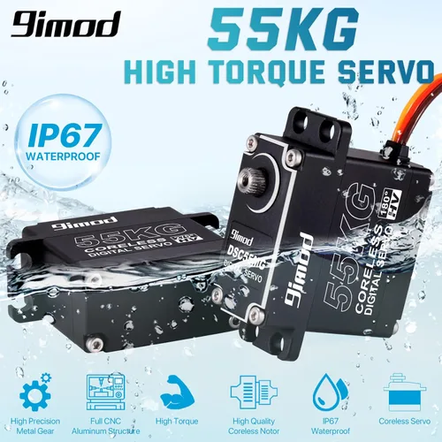 Vista 2 de Servo de alto par de 121.3 lbs de alta velocidad HV 8.4V sin núcleo servo motores de dirección RC engranaje de acero inoxidable de bajo perfil