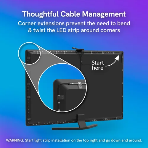 Vista 7 de Aura Labs Smart TV Backlight Sync to Screen for 55-65 Inch TV - Camera-Based Color Match - Backlighting for TV - Voice and App Control - RGB LED