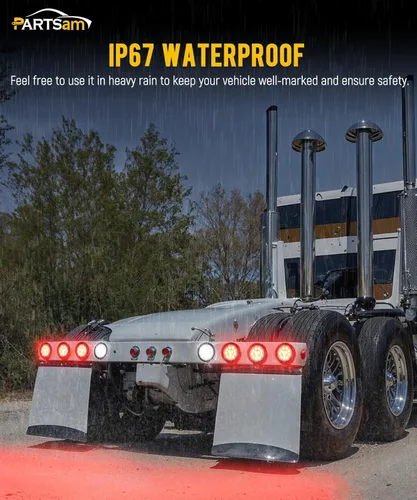 Vista 5 de Partsam 4 luces antiniebla LED redondas de 4 pulgadas, 12 luces LED que incluyen luces, ojales, 3 puntas, cable de 3 clavijas, kit de luces traseras