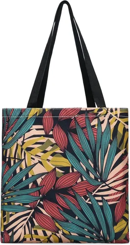 Vista 5 de Bolsa de lona para mujer, bolsas de comestibles reutilizables, bonitas bolsas estéticas para regalos de Navidad, compras y playa (búho lindo)