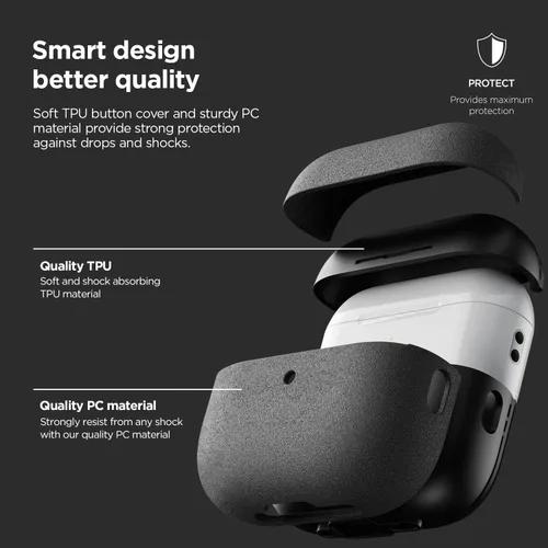 Vista 7 de VRS Design Modern Funda para Apple AirPods Pro de 3ª Generación (2025) – Estilo Minimalista Moderno con Perfil Delgado y Ajuste Preciso Compatible