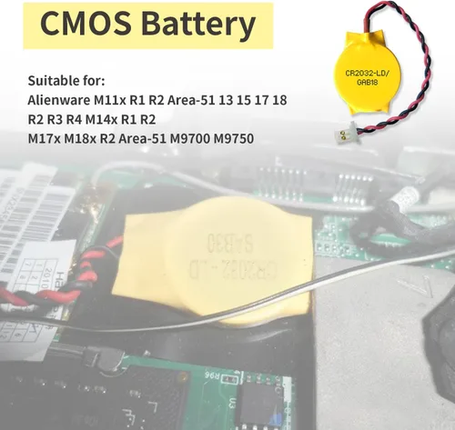 Vista 7 de EEMB Paquete de 10 baterías CMOS CR2032 de 3 V con cables de cable y conector MOLEX Batería de repuesto para computadora Alienware R1 M18 Area-51