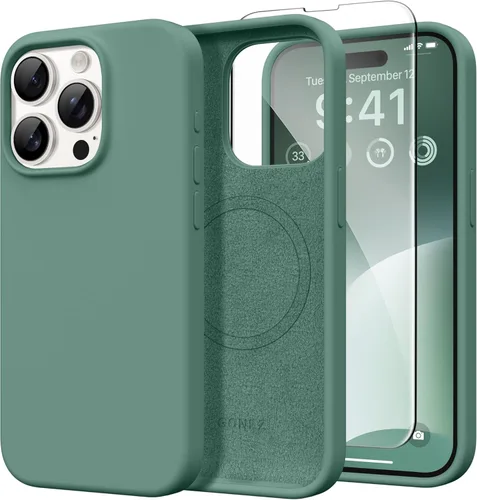Vista 102 de GONEZ Funda magnética para iPhone 14, compatible con Magsafe, con protector de pantalla + protector de cámara, forro de microfibra antiarañazos