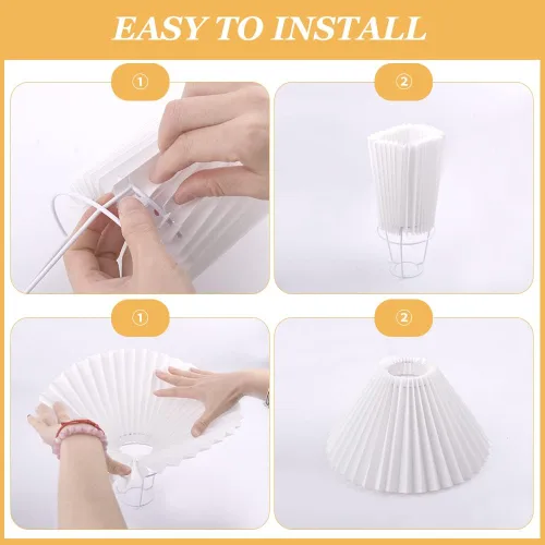 Vista 7 de Pantalla de lámpara blanca, pantalla de tela plisada para dormitorio, pantallas de lámpara de tambor para lámparas de mesa y lámparas de pie