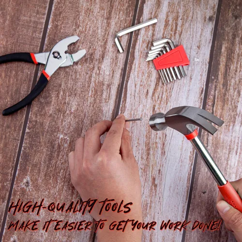 Vista 3 de CARTMAN - Juego de herramientas de 39 piezas, kit general para el hogar con caja de herramientas de plástico, estuche de almacenamiento, con Rojo