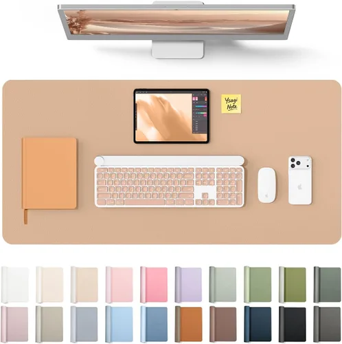 Vista 20 de YSAGi Protector de escritorio de cuero, tapete de oficina, alfombrilla grande para mouse, secante de cuero PU antideslizante, escritorio