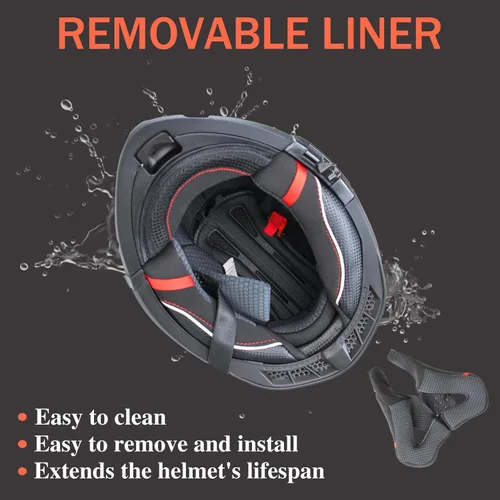 Vista 6 de Uchoose Uchoose Modular Motorcycle Helmet Flip Up Full Face, DOT Approved Motorcycle Helmets for Men and Women, Dual Visor with Extra Clear Shield