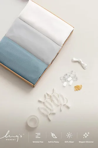 Vista 8 de Ling's moment 3 paneles de 20 pies de tela para cubrir arco de boda (azul y gris frío + blanco)