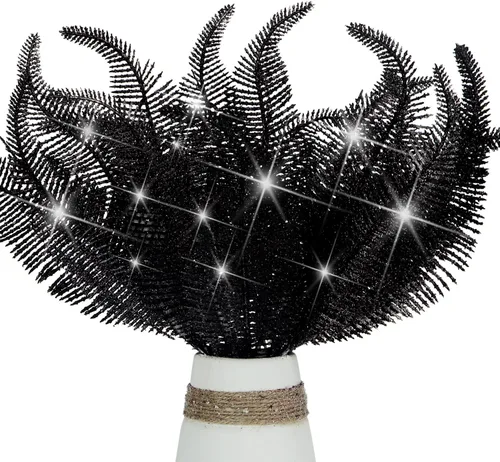 20 Piezas de Hojas de Purpurina Artificiales para Navidad, Ramas con Hojas de Purpurina Falsas para Árbol de Navidad, Aerosoles de Hojas Brillantes