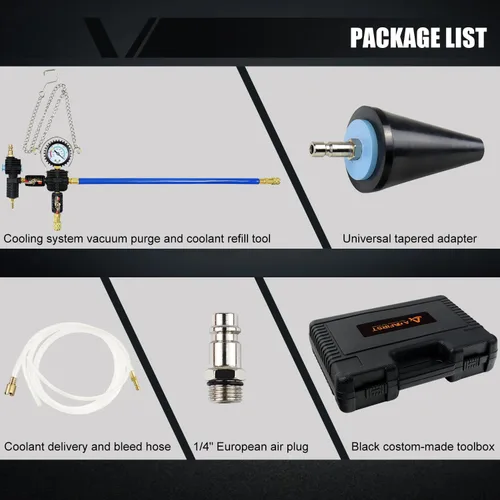 Vista 7 de Kit de recarga de vacío de refrigerante, sistema de refrigeración, kit de herramientas de purga y llenado al vacío del radiador, relleno