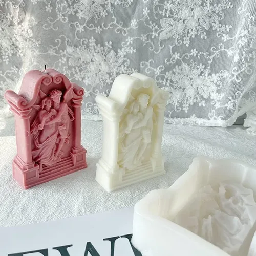 Vista 6 de Molde de vela de ángel para hacer velas, moldes de escultura de ángel en 3D, hermoso molde de fundición de resina de silicona, hecho a mano, molde
