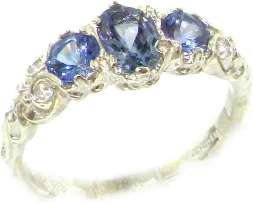 LetsBuyGold Anillo de plata de ley 925 auténtica tanzanita para mujer