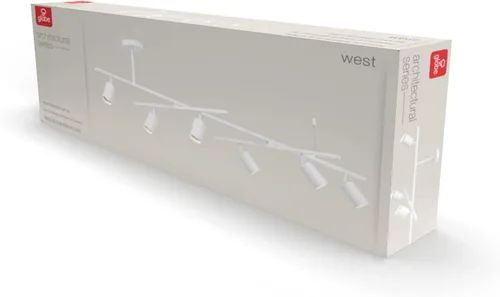 Vista 8 de GLOBE Electric West - Iluminación de pista de 64 pulgadas con 6 luces, blanco mate, barras giratorias centrales, bombilla no incluida