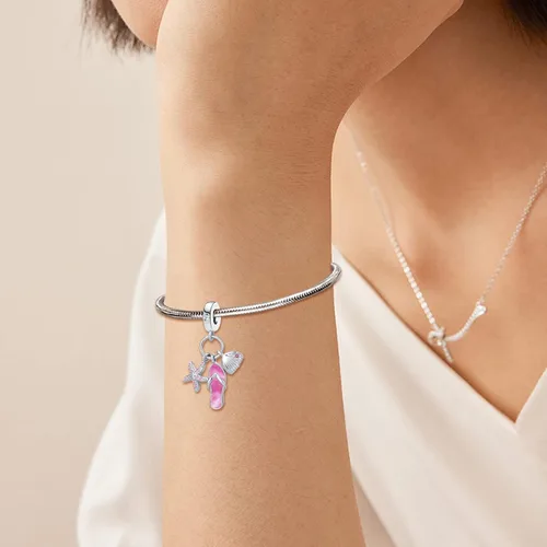 Vista 2 de QeenseKc Abalorio de tortuga marina con diseño de tortuga de animales para pulsera Pandora