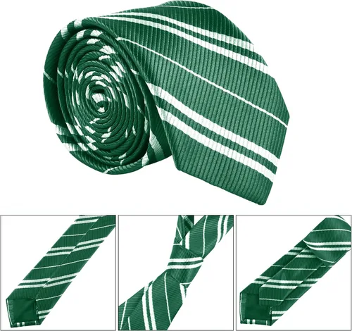 Vista 2 de XUECHEN Corbata a rayas para cosplay, disfraz mágico, Halloween, fiesta de Navidad, como accesorio para uso diario (verde+blanco)