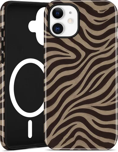 Vista 24 de Jusy Funda magnética Zebra para iPhone XR, color negro