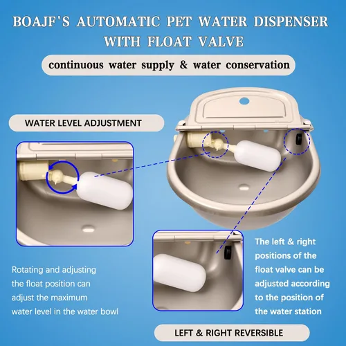 Vista 3 de Dispensador automático de agua para perros con orificio de drenaje y válvula de drenaje, cuenco de agua automático para perros de acero inoxidable