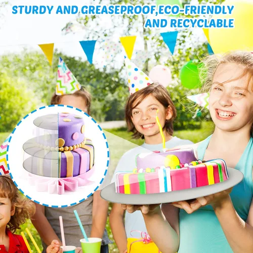 Vista 7 de Boao Kit de 112 piezas de bases para pasteles resistentes redondas de 4, 6, 8, 10 pulgadas con papel pergamino redondo y varillas separadoras