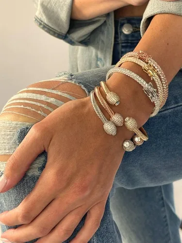 Vista 5 de Barzel Pulsera de eternidad chapada en oro de 18 quilates