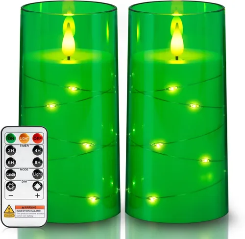 Vista 17 de Homemory Velas sin llama con cadena de estrellas incrustadas, velas que funcionan con pilas, velas LED, velas falsas con control remoto y Azul