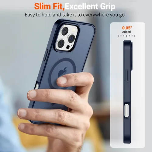 Vista 739 de SUPFINE - Funda magnética para iPhone 13 Pro Max (compatible con MagSafe), (protección contra caídas de grado militar de 10 pies), delgada, Negro