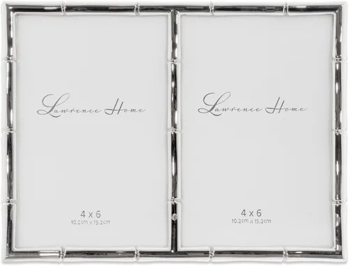 Vista 20 de Lawrence Frames Marco de fotos de metal negro pulido 4x4 con diseño de bambú