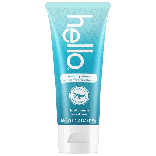 Vista 9 de hello Smiling Shark - Pasta de dientes sin flúor para niños, ponche de fruta natural, tubo de 4.2 onzas