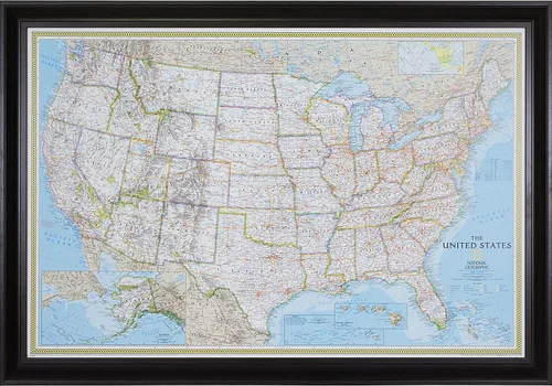 Vista 22 de Craig Frames mapa de viaje clásico de los Estados Unidos, Papel, 24 x 36 pulgadas