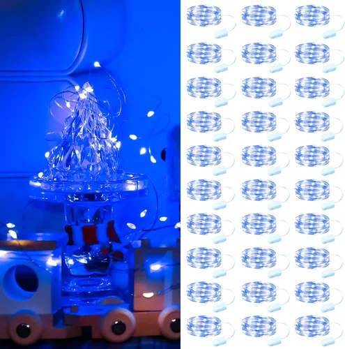 Vista 13 de ZSJWL Paquete de 6 luces de hadas recargables con control remoto y temporizador DIY, 7 pies, 20 luces LED de cadena de batería mini, luces