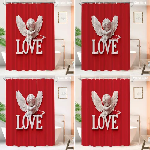 Vista 782 de Shrahala Father and Child Embracing No Hooks Shower Curtain with Snap in Liner Set, Tender Moment Captured Bathroom Décor Polyester Fiber Waterproof