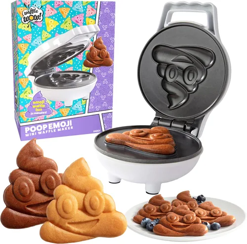 Poop Emoji Mini waflera - Hierro de 4 pulgadas hace un diseño de cara