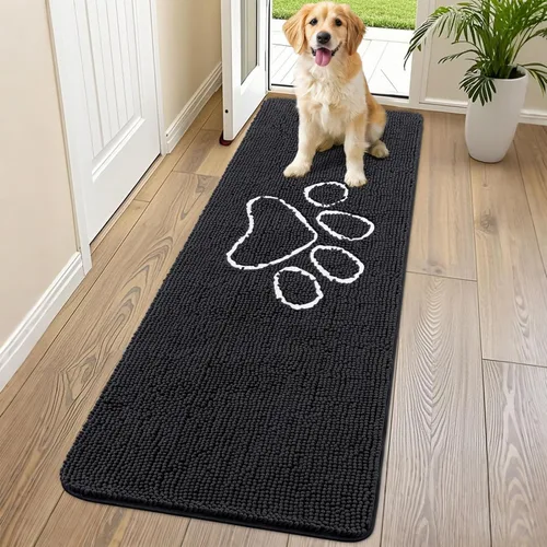 Vista 128 de Smiry Tapete para puerta de perro para patas fangosas, absorbente que atrapa la suciedad, antideslizante, de secado rápido, lavable, tapete