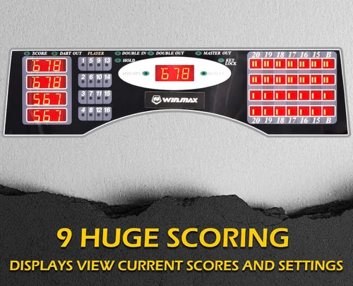Vista 5 de WIN.MAX Electronic Dart Board Cabinet Set, LED Electric Digital Dart Boards for Adults with Cabinet, Includes 12 Soft Tip Darts