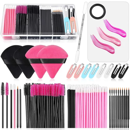 Kit de aplicadores desechables con esponja de maquillaje, paleta de mezcla, suministros para artistas, accesorios, varitas de rímel, pinceles para