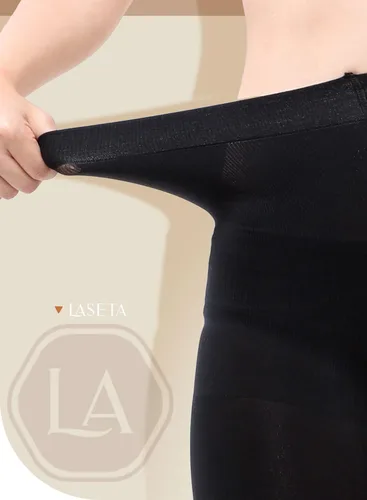 Vista 4 de LASETA Medias para mujer 120D con control superior pantimedias opacas para invierno 2 pares
