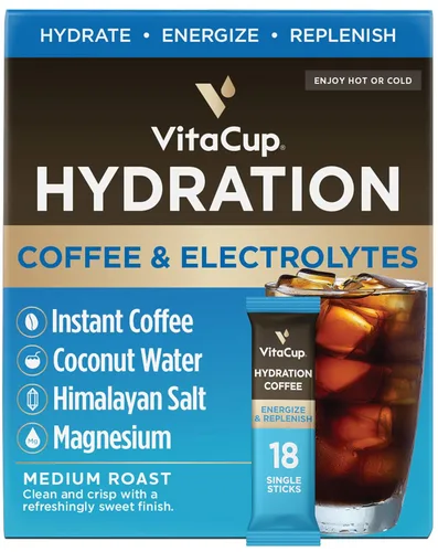 Vista 20 de VitaCup Cápsulas de café Extra Shot instantáneas con café expreso, “Red Eye” alta cafeína, tostado oscuro intenso con vitamina B12, antioxidantes