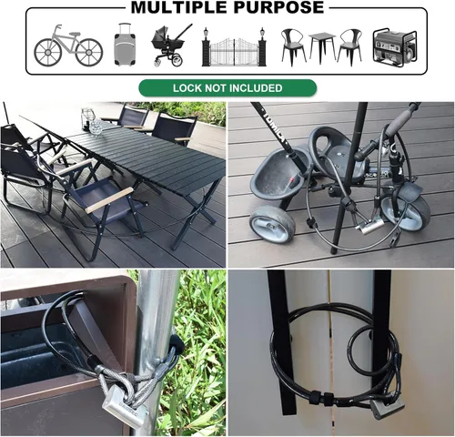 Vista 6 de Cable de seguridad de servicio pesado resistente a cortes de 7 pies x 1/2 pulgada Acero trenzado flexible recubierto de vinilo con extremos