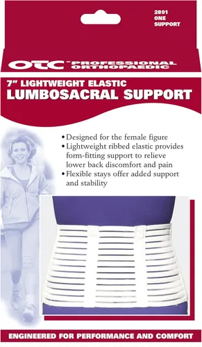 Vista 6 de OTC Soporte lumbosacro, espalda baja de 7 pulgadas, compresión ligera, elástico, negro, pequeño