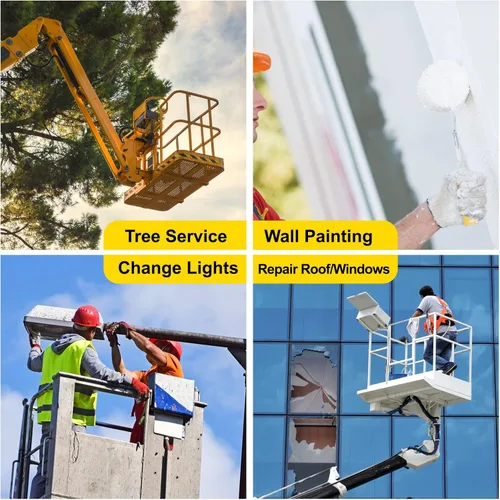 Vista 7 de Jaula de seguridad para carretilla elevadora de 1200 libras, plataforma de trabajo de carretilla elevadora de 36 x 36 pulgadas, con 4 ruedas, cesta