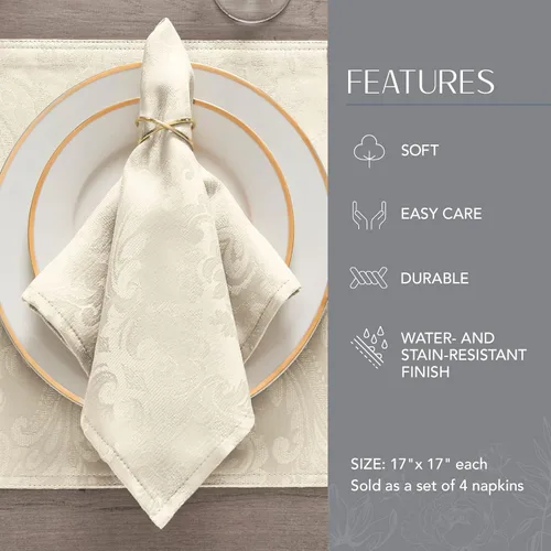 Vista 3 de Elrene Home Fashions Caiden Elegance - Servilleta, diseño de Damasco