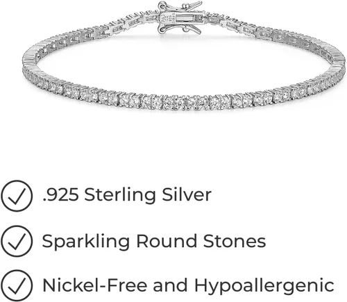 Vista 3 de Tienda Essentials Pulsera de tenis chapada en plata de ley con circonita cúbica de corte redondo (anteriormente colección Tienda)