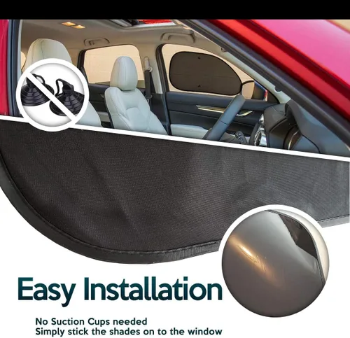 Vista 8 de ZONETECH - Parasoles adhesivos para ventanas laterales, paquete de 2 unidades de malla para automóvil, no se necesitan ventosas, protector solar
