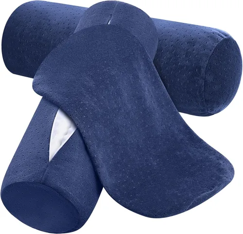 Vista 10 de Remerry 2 fundas de almohada cervical de terciopelo de 16 x 6 pulgadas con cremallera, solo fundas de almohada de cuello redondo, fundas de almohada